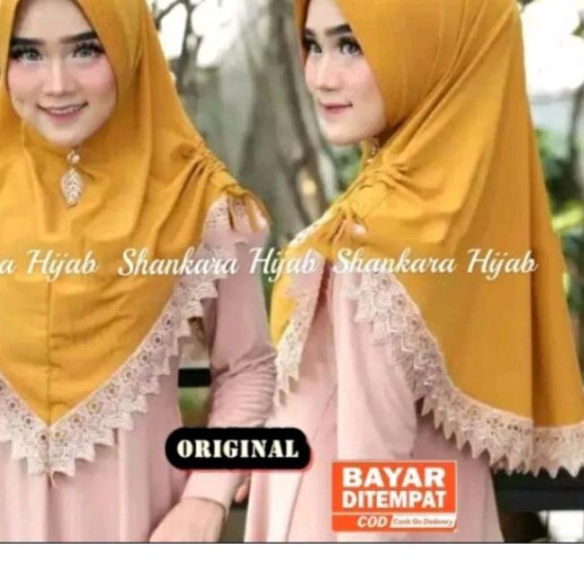 ♥ Hijab/ Jilbab Instan Jersey Serut Renda / Model Bergo Terbaru dan 2020 ♣