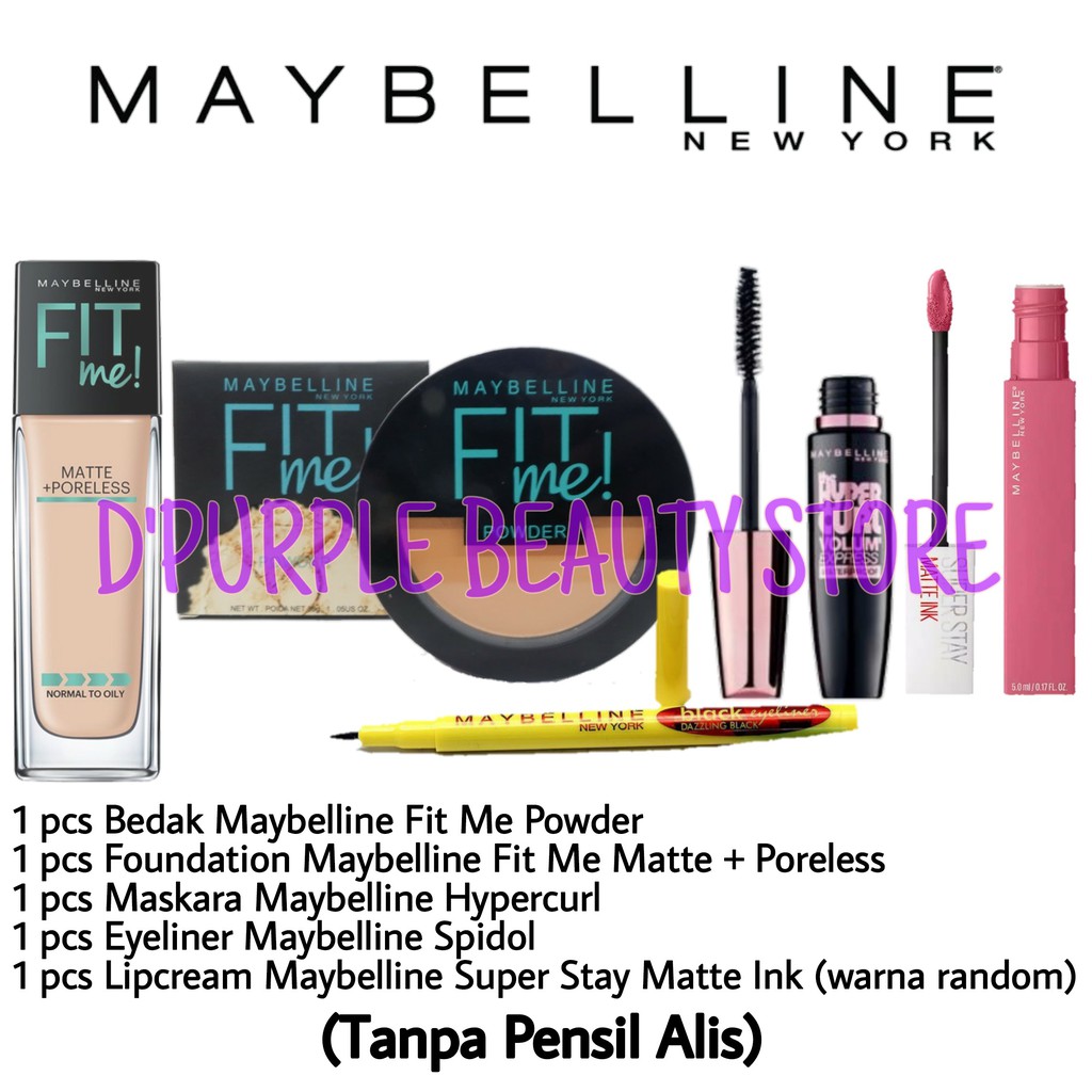 Paket MakeUp Maybelline Fit Me Murah Lengkap 5 In 1 -Paket MakeUp Maybelline Murah Lengkap 5 In 1