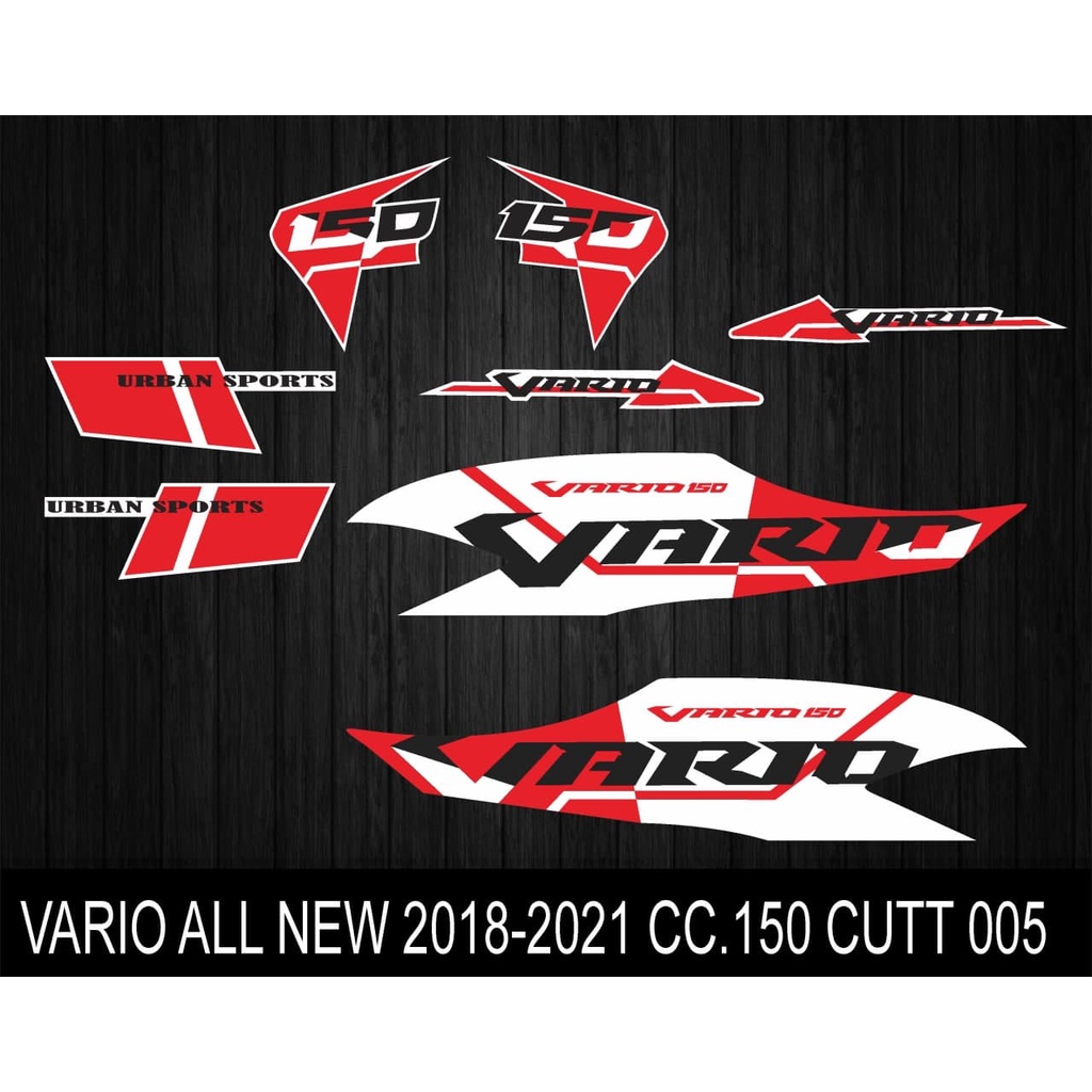STIKER STRIPING VARIASI HONDA VARIO ALL NEW TAHUN 2018-2021 TERBARU CC150 PUTIH MERAH CUTT005