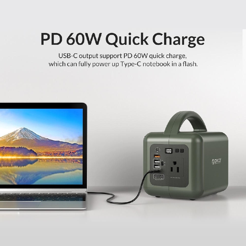 ORICO PB120-1A4U Portable Power Station 39000mAh 120W Power-On-The-Go - Power Station 39000mAh dari ORICO - Support USB-C Output/USB-A Output/DC 12V Output/AC Output