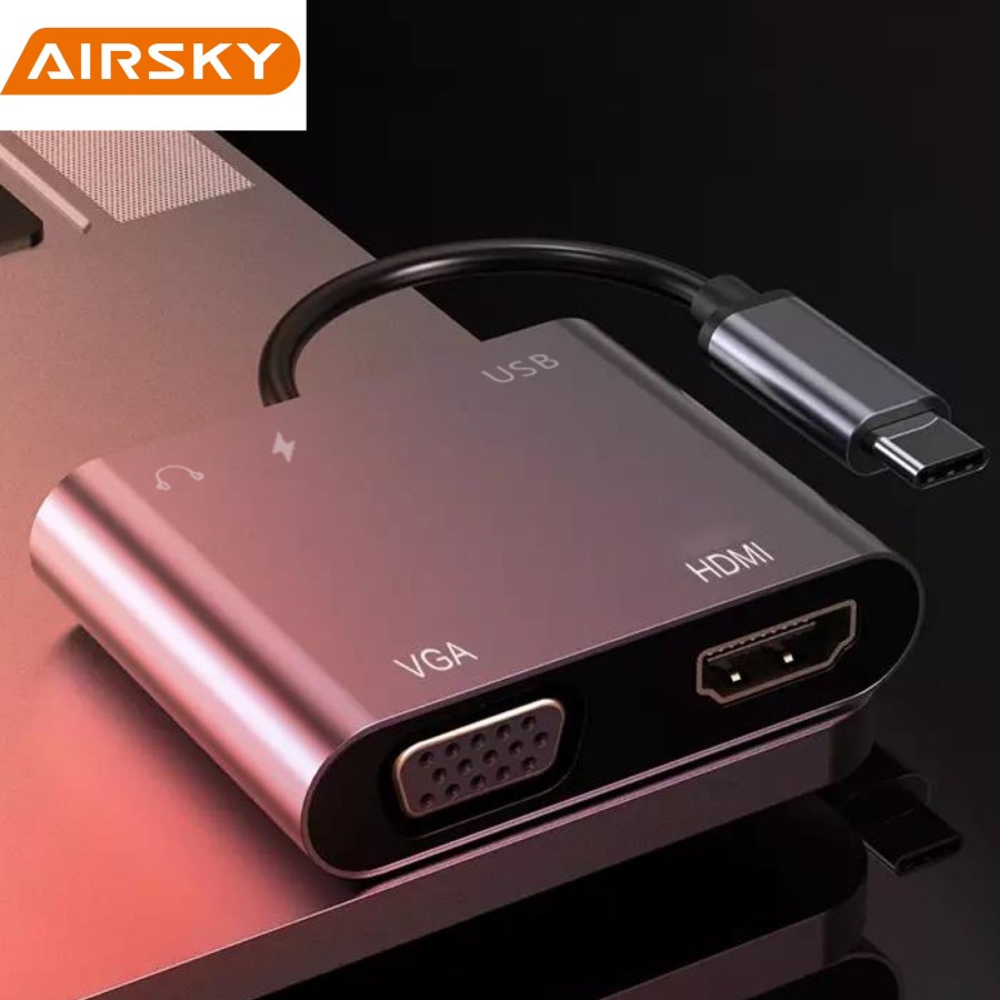 AIRSKY HC-11 5 IN 1 USB C to HDMI 4K +VGA+PD+ AUDIO+USB 3.0