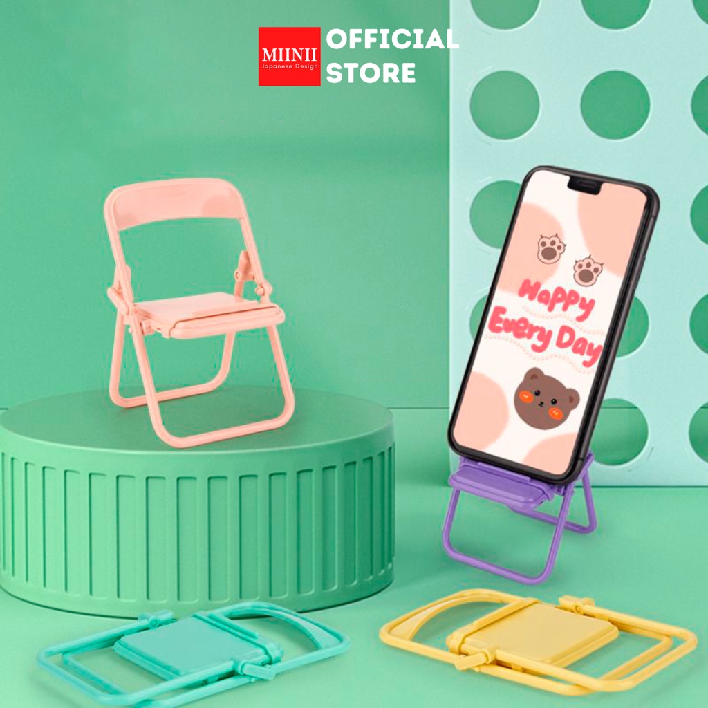 MIINII HD04 Phone Holder Kursi Macaron Folding Chair Stand Holder Phone Universal Holder Stand HP Varian Kursi Lipat Dudukan Penyangga HP Dekorasi Import Murah