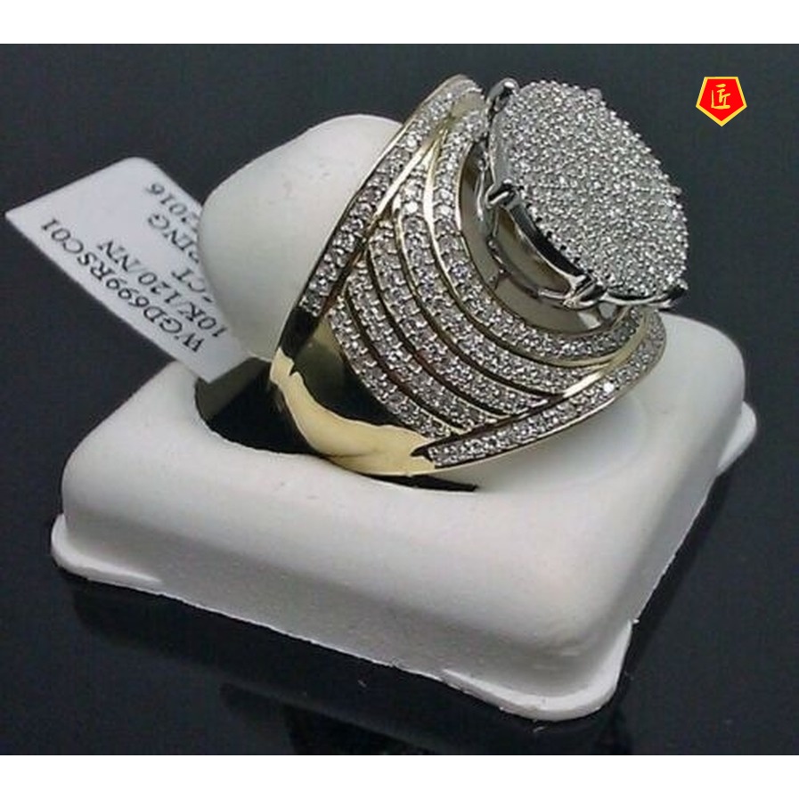 [Ready Stock]Luxury Full Diamond Micro Setting Ring 18K Gold