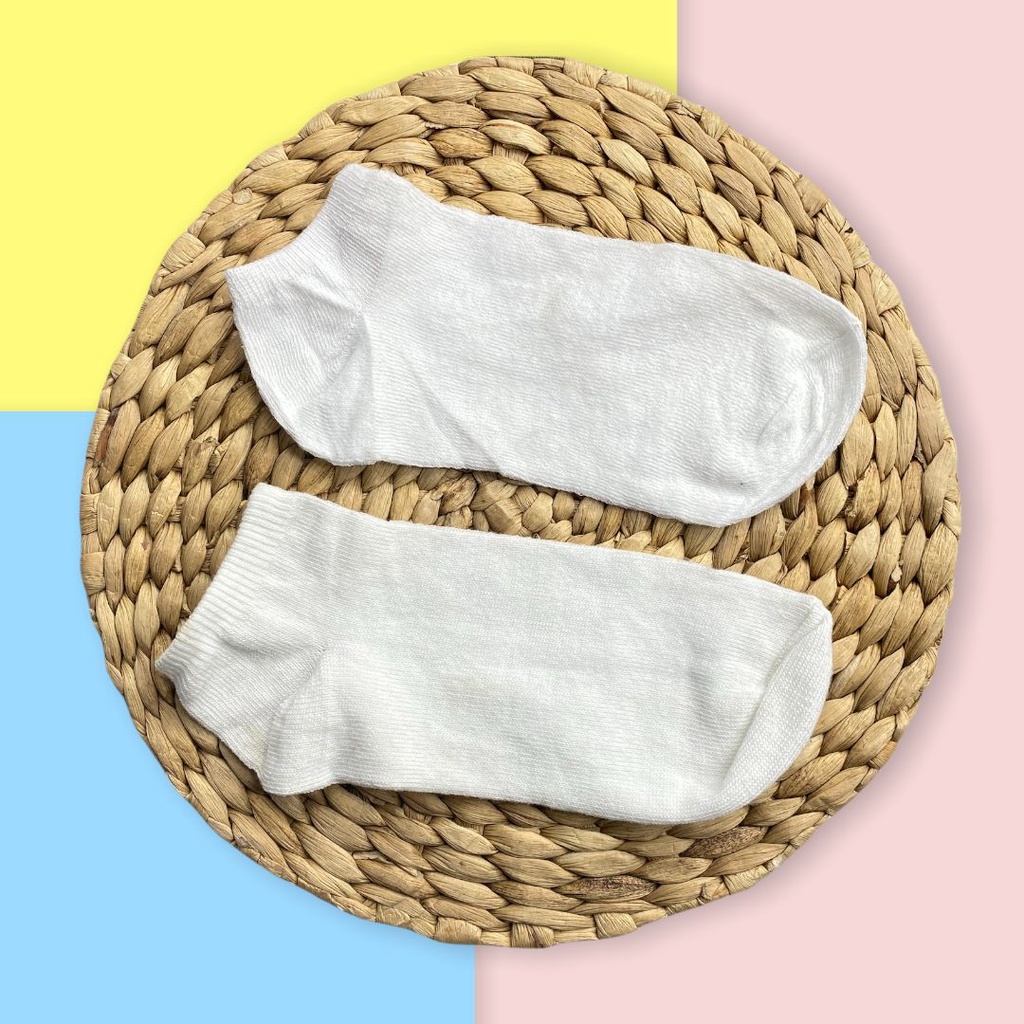 HC Kaos Kaki Wanita Polos Kaos Kaki Pendek Semata Kaki Ankle Bahan Spandex Lembut Cute Short-HC1433 WHITE