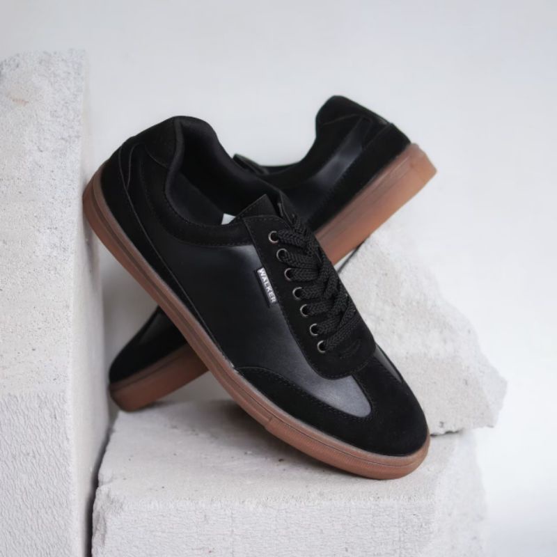 Xshoesbdg.id x Ramires Sepatu Casual Pria Sneakers Hitam Formal Kulit Pu Kekinian Kerja Kuliah Kantor Nongkrong