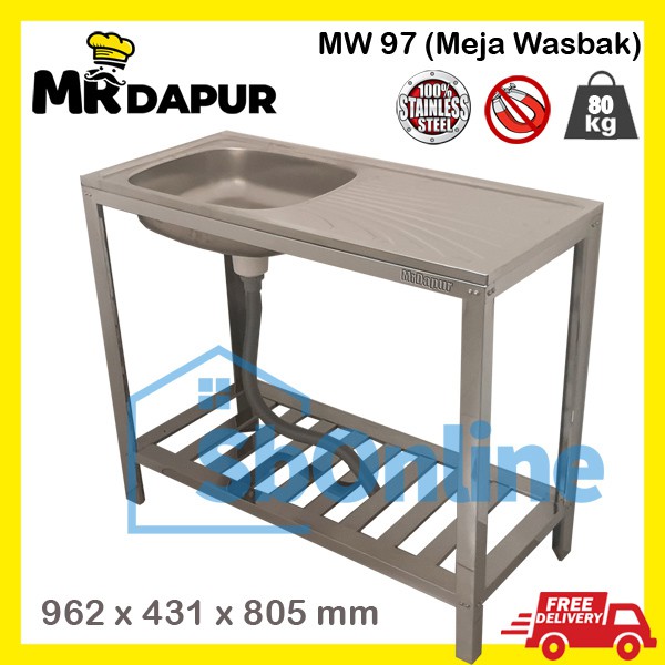 Wastafel/Bak Cuci Piring Mr Dapur MW 97 Portable Stainless Original