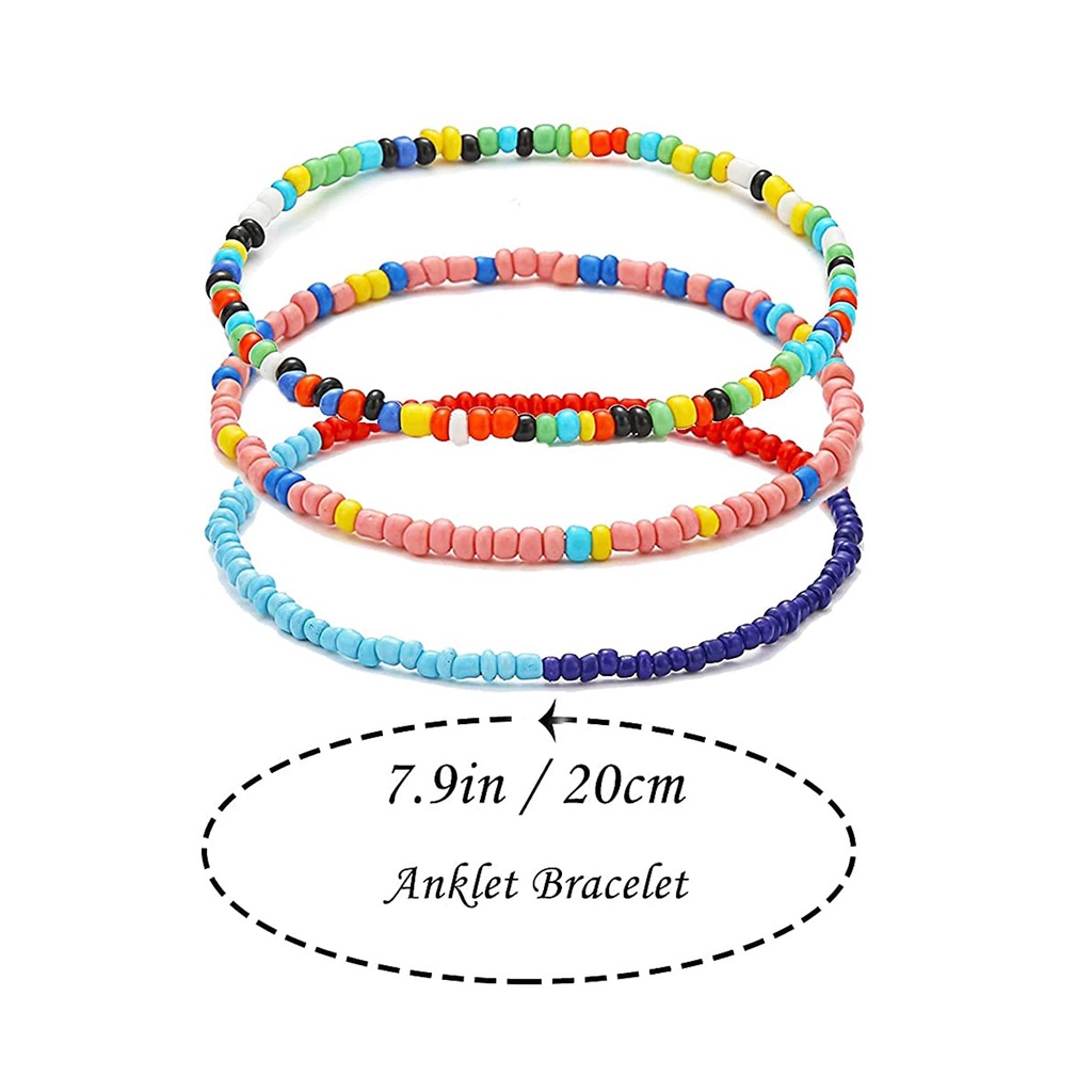 Gelang Kaki Manik-Manik Beras Warna-Warni Handmade Gaya Bohemian Untuk Pria Dan Wanita