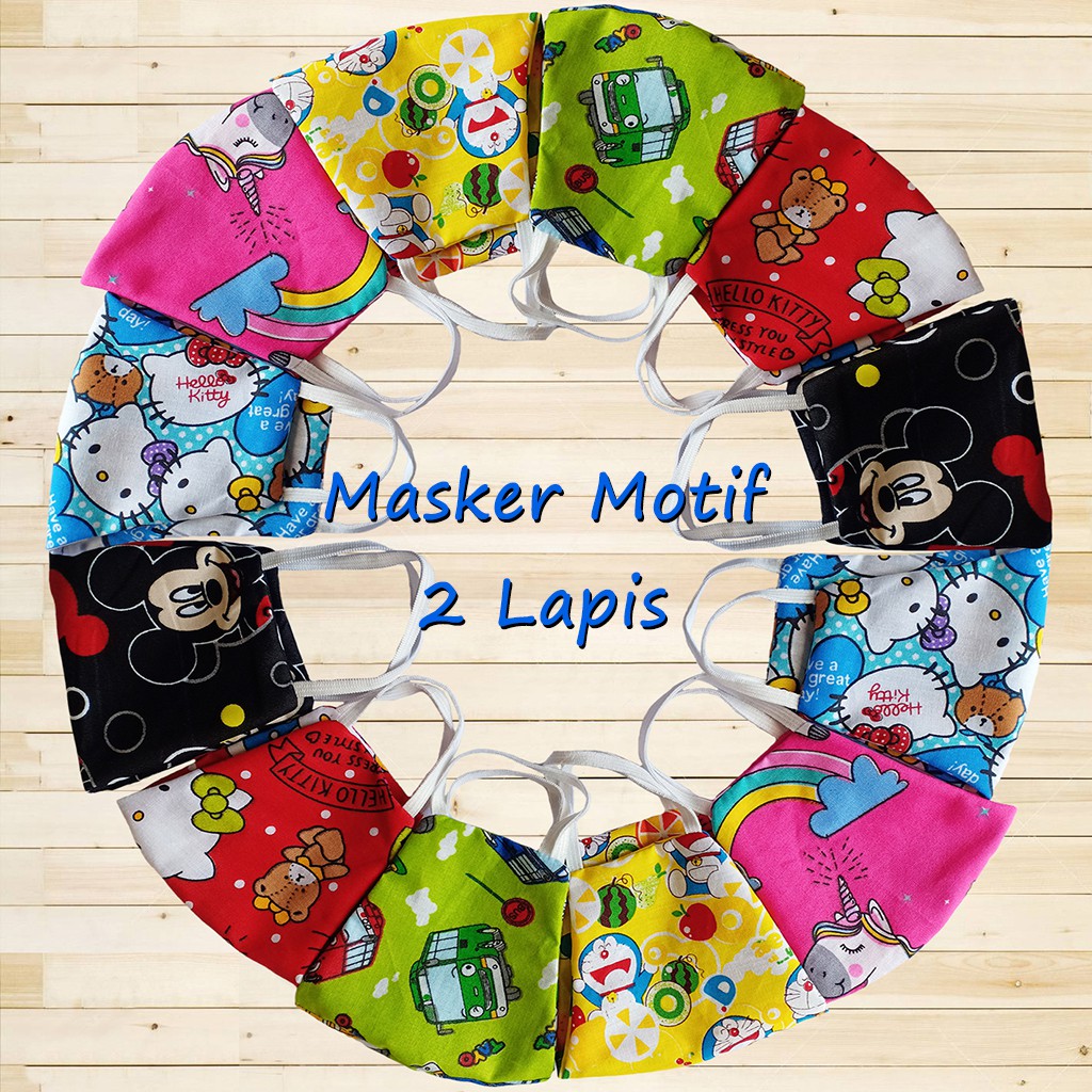  MASKER  MOTIF  KARTUN  MASKER  KAIN  ANAK MOTIF  2 LAPIS 