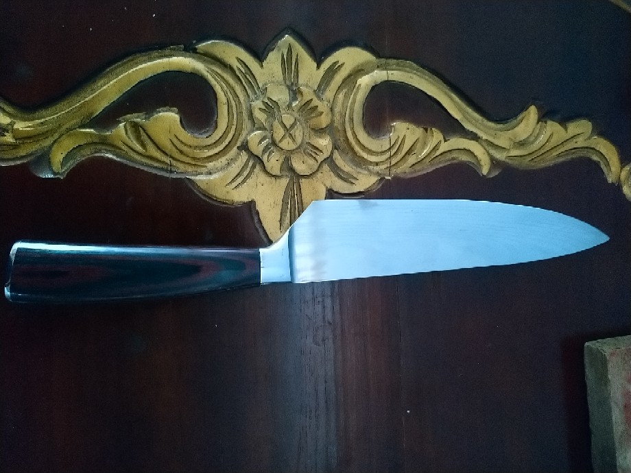 Homu Gyuto Pisau Jepang Chef Knife High Carbon Stainless Damascus Pattern Wood Handle