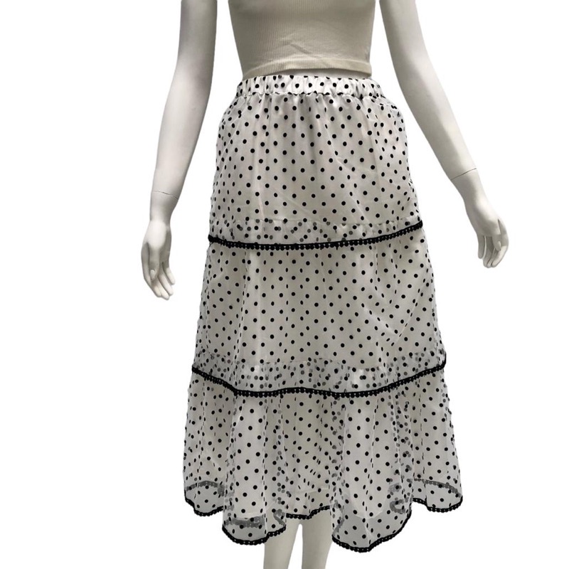 Rok Susun Tutu polkadot hitam putih