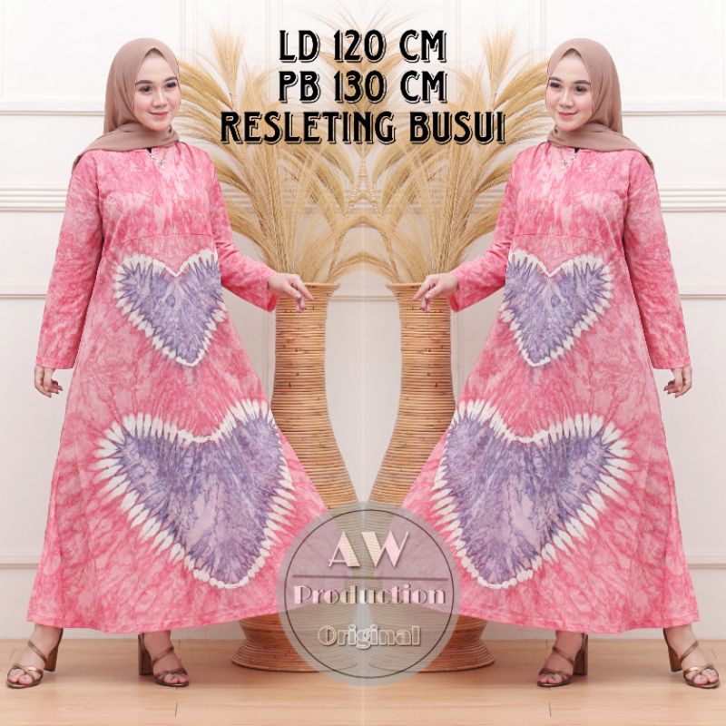 LONG-LOVE DRESS KAOS JUMBO ABSTRAK PANJANG SEMATAKAKI KEKINIAN BUSUI RESLETING ADEM MURAH