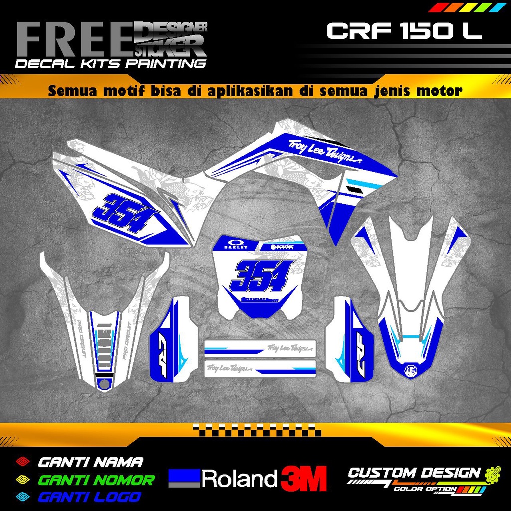 Decal Sticker Motor CRF 150L White Blue