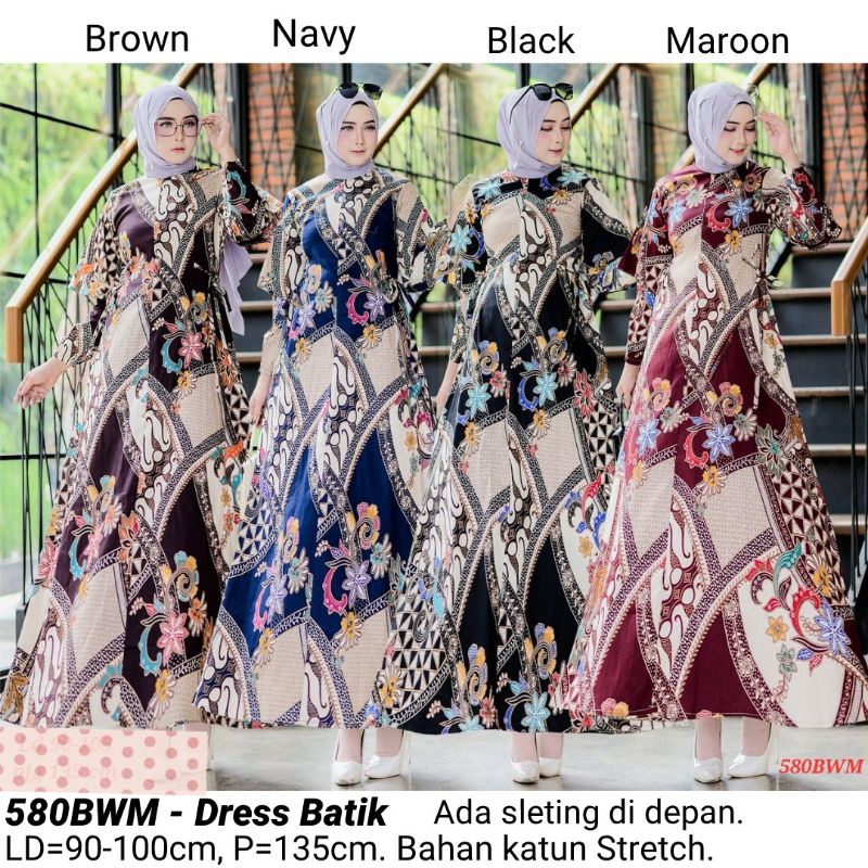 TERUSAN DRESS BATIK MODERN KERJA KANTOR WANITA BAJU FASHION GAMIS MUSLIM HIJAB MODIS MURAH