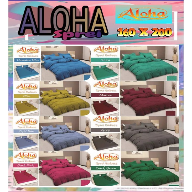 Sprei 16 Aloha Motif Darkgreen/darkpink/grey/lightblue/maroon/olive/tosca