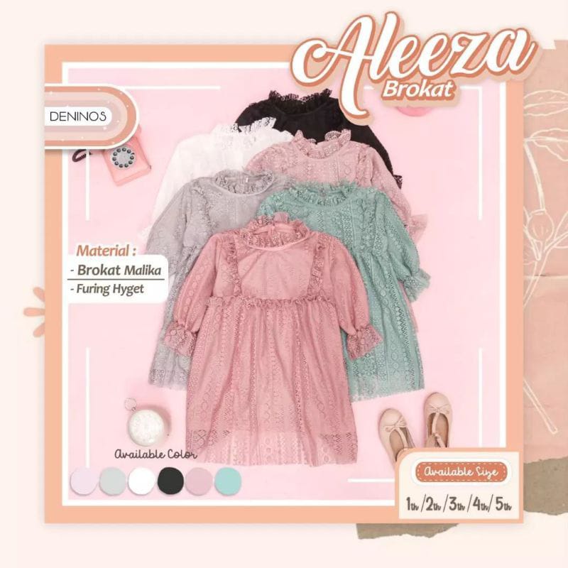 Tunik Brokat Aleeza deninos/tunik anak