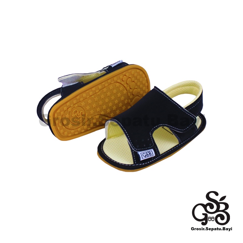 sendal bayi sepatu bayi sandal bayi  laki laki perempuan prewalker bayi  umur 2 - 12 bulan model casual S01 polos HITAM ringan  fleksibel &amp; Anti Slip