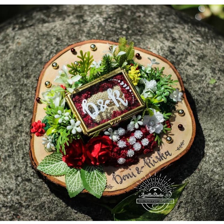 RINGBOX KOTAK CINCIN RUSTIC THEME RED