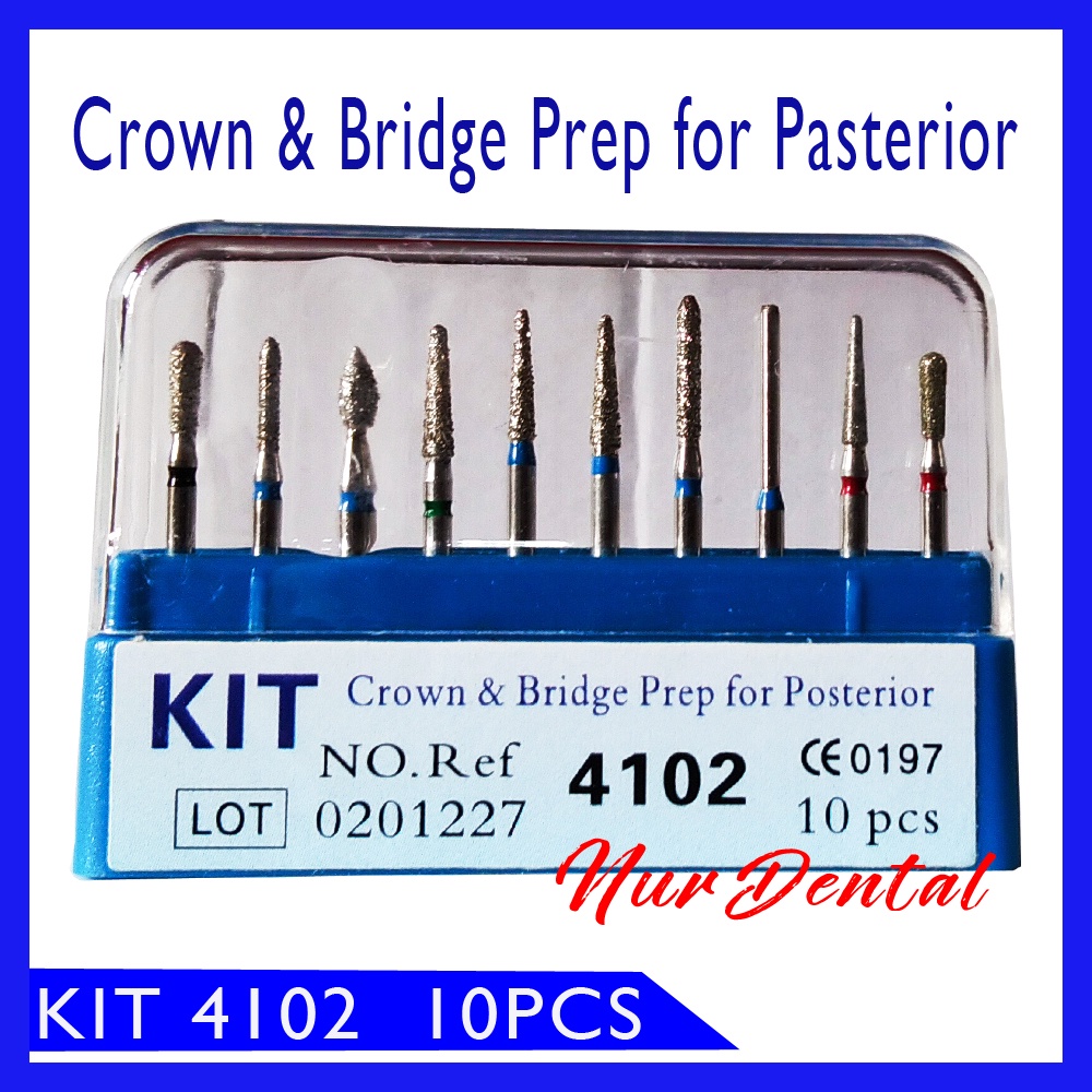 Dental bur crown preparasi posterior kit 4102