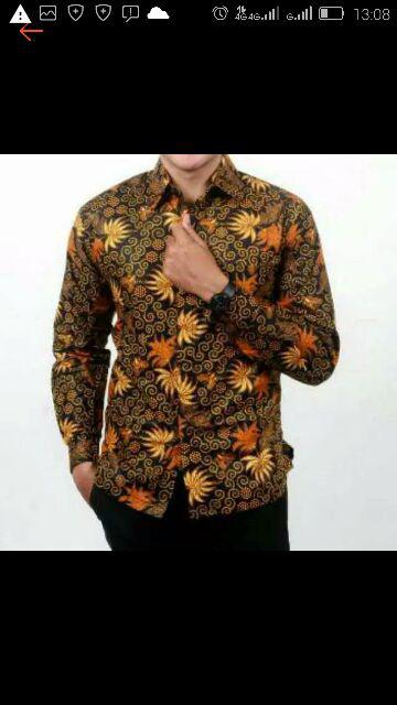 Kemeja Batik Pria Lengan Pendek Monochrome Semut