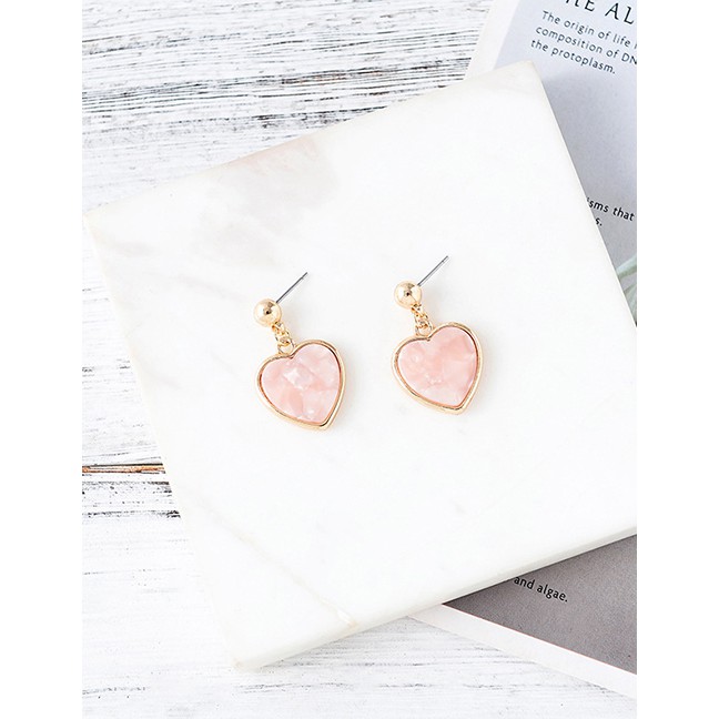 LRC Anting Tusuk Fashion Gold Peach Heart Earrings F90565