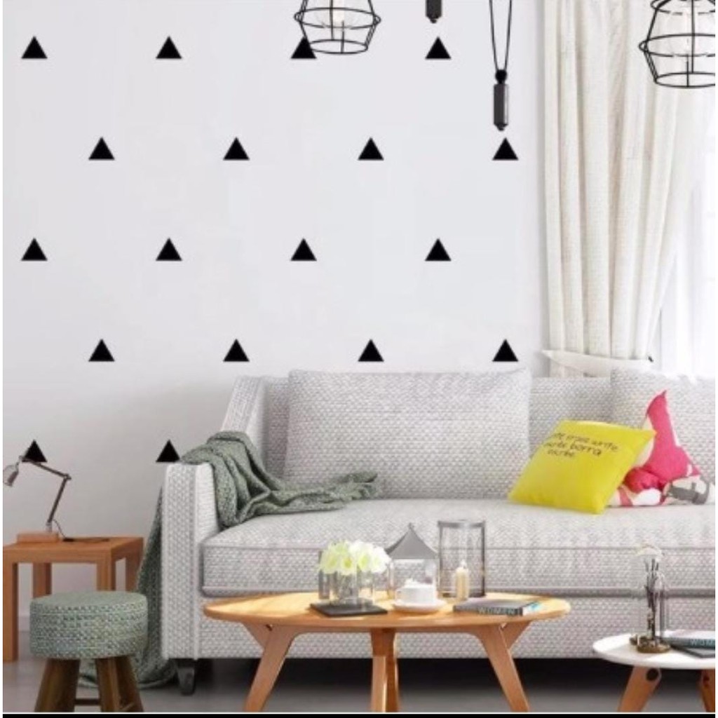 Wallpaper stiker dinding motif segitiga monochrom hitam minimalis