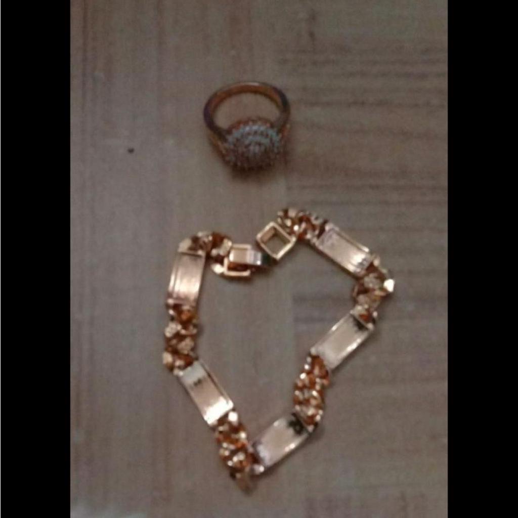 Gelang Wanita Rante Plat + Cincin Xuping Gold