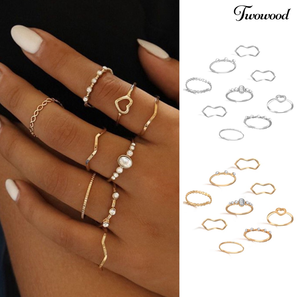 9 Pcs / Set Cincin Jari Gaya Vintage Untuk Hadiah Wanita