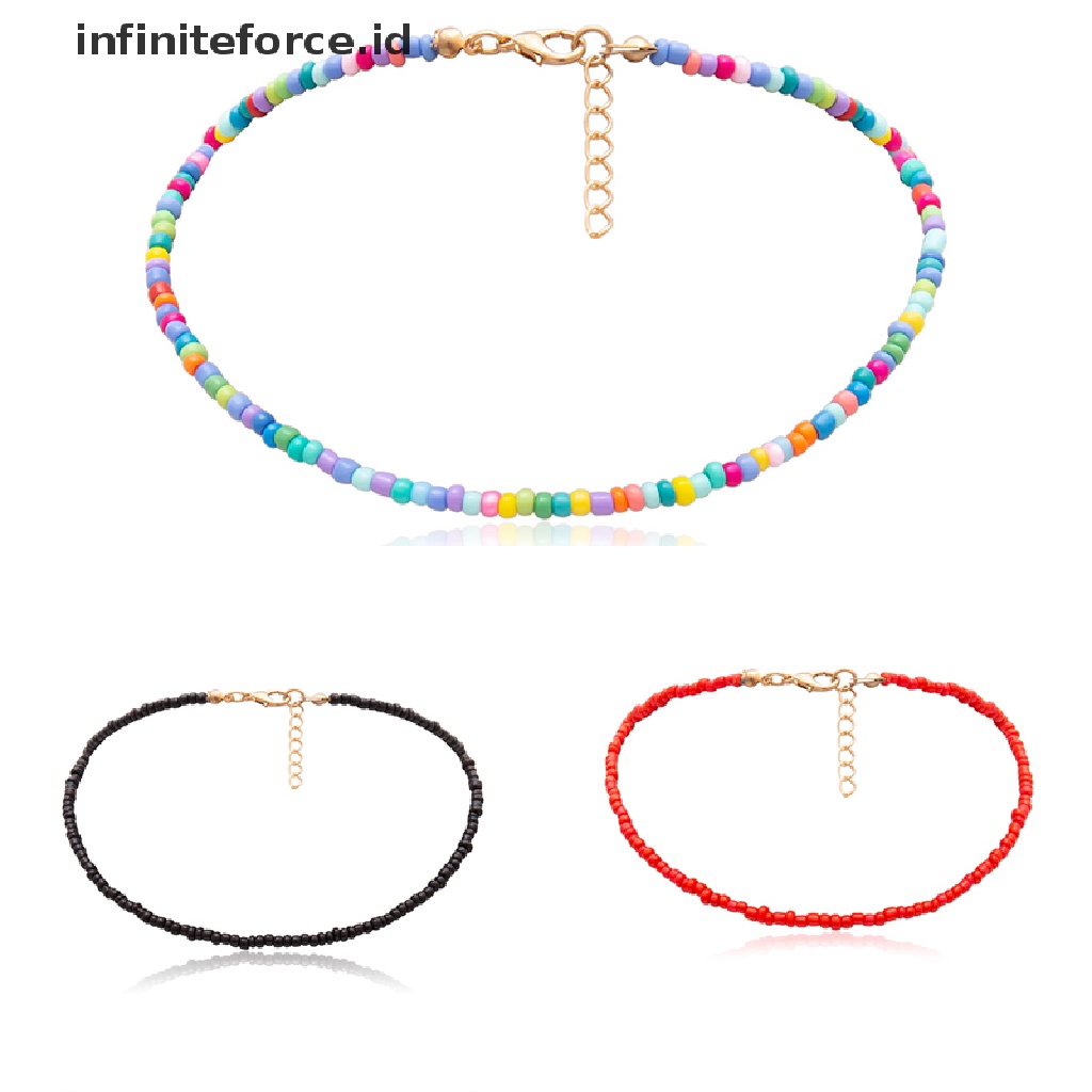 Kalung Choker Manik-Manik Warna-Warni Gaya Bohemia