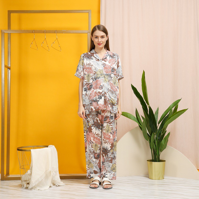 FLORENS - KANIA BROWN SET | Piyama Wanita | Piyama Celana Panjang | Piyama Lucu | Baju Tidur Wanita