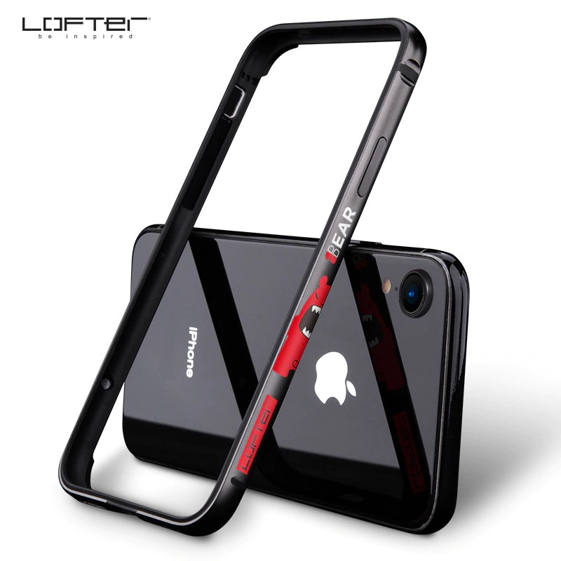LOFTER  Luxury New Fashion Aluminum Metal Bumper for iphone XR cartoon pattern Protective Shield