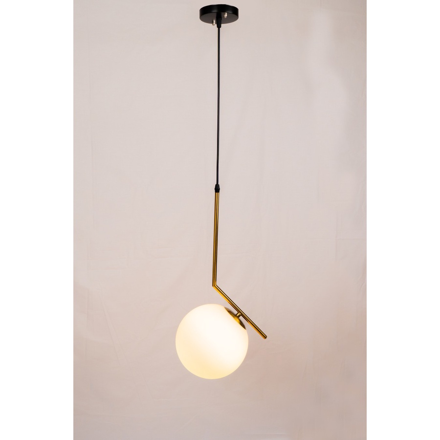 Lampu Gantung Minimalis Bulat 1 Lampu Tiang Gold Minimalis
