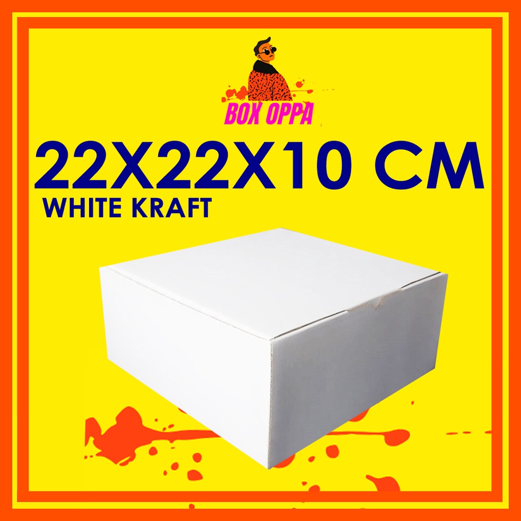 

Kardus PUTIH uk 22x22x10 cm (ECER) Die Cut Box Kotak Packing Aksesoris Baju Makanan Pizza Hijab Kue