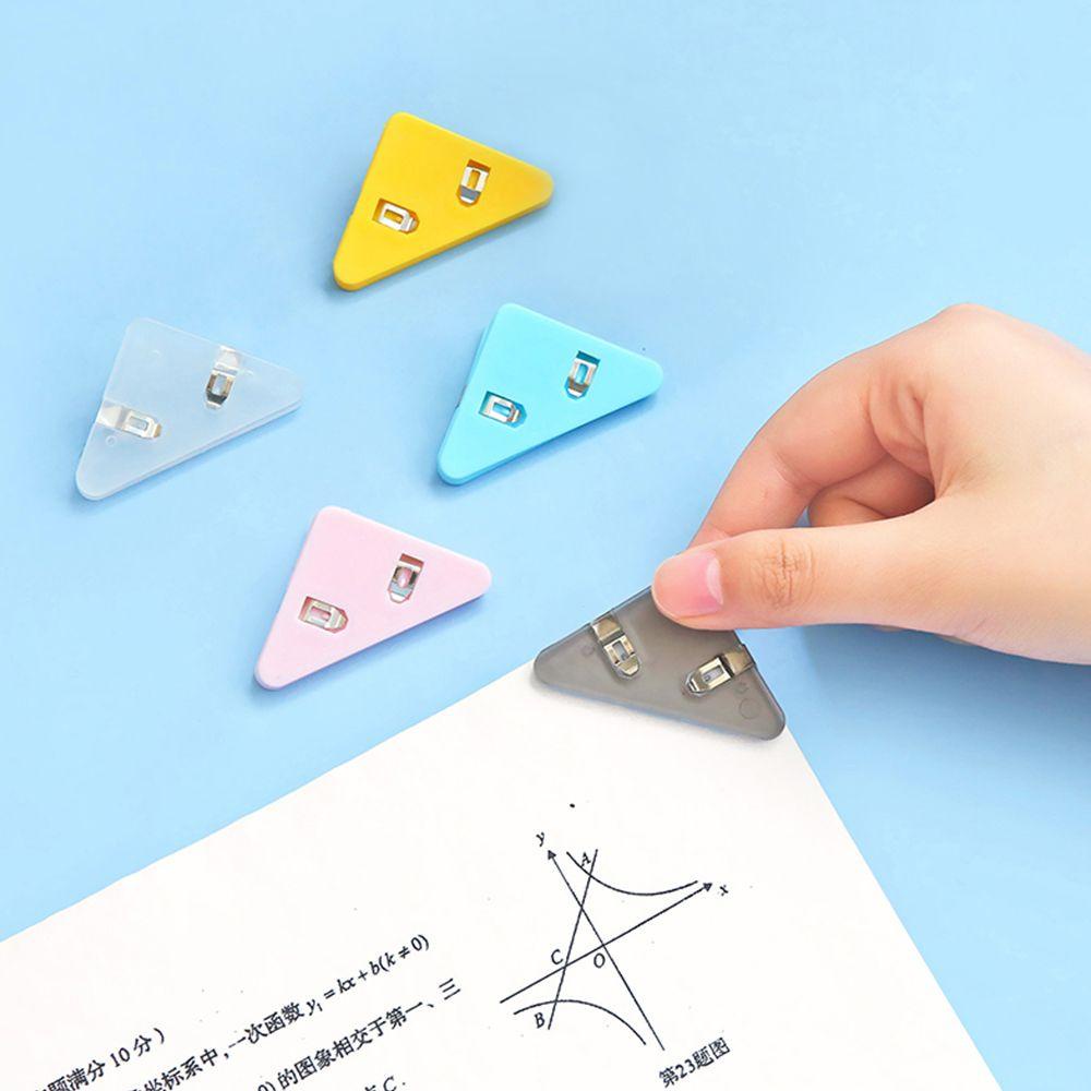 [POPULAR] 5PCS Stationery Accessories Transparent Triangle Clip Tidy Data Storage Color Corner Clips Office Desk Organizer Student Stationery Document Test Paper Clip