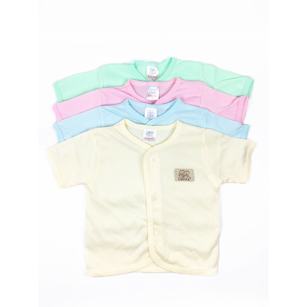 Luvita Baju Bayi Lengan Pendek Polos M L 4 Pcs p016