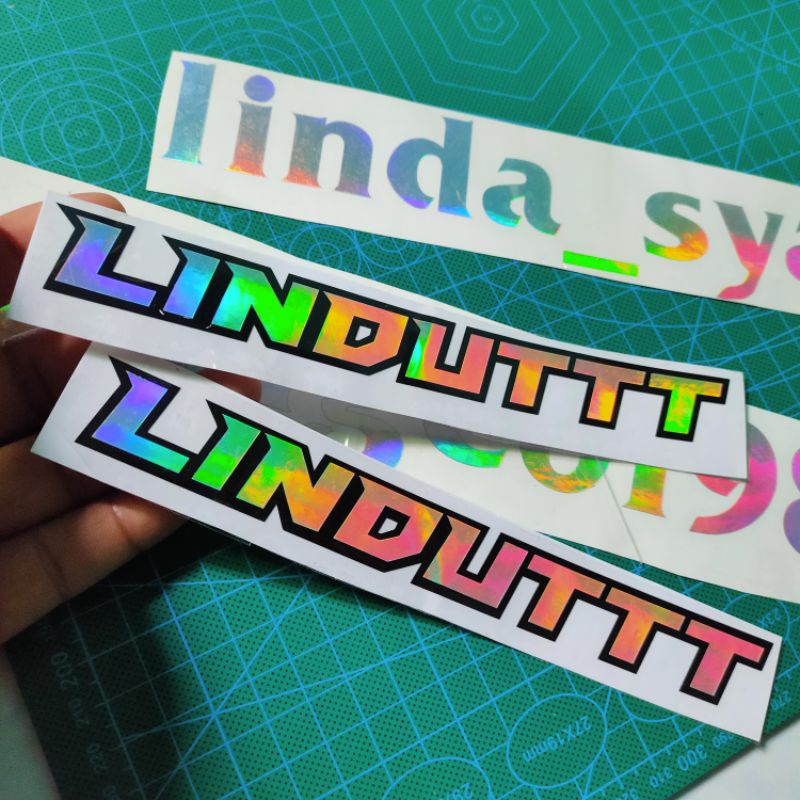 STIKER HOLOGRAM 2 WARNA BISA PAKAI NAMA KAMU  ( HOLOGRAM+HITAM)