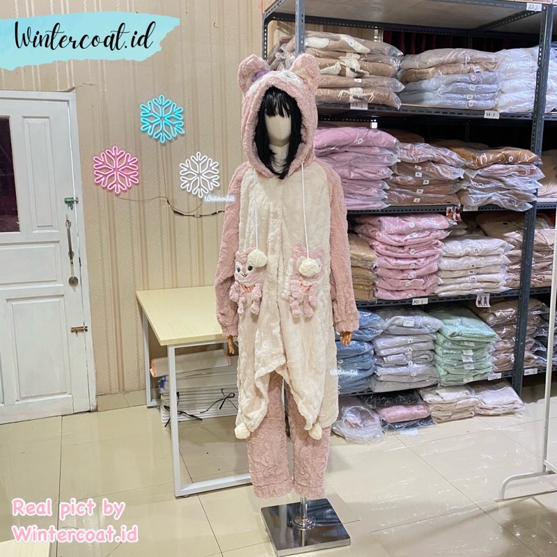 Piyama winter wanita baju tidur musim dingin cewek pajamas hangat tebal 1 set atasan dan bawahan onesie shellie may shellymay shelliemay