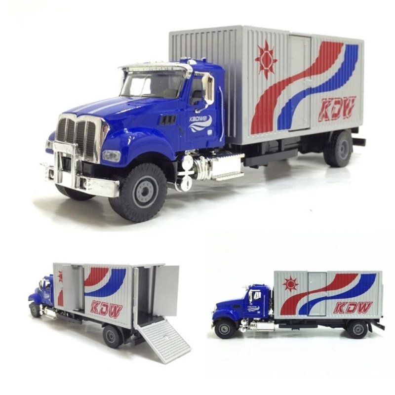 Miniatur Diecast Alat Berat KDW Us Style truck  Diecast Mobil Truk Molen Truks Tengki Truk Derek Truk Box Truk Bak Kaidiwei Skala 1:50 Die-cast Miniatur Mobil Dump Truck Towing