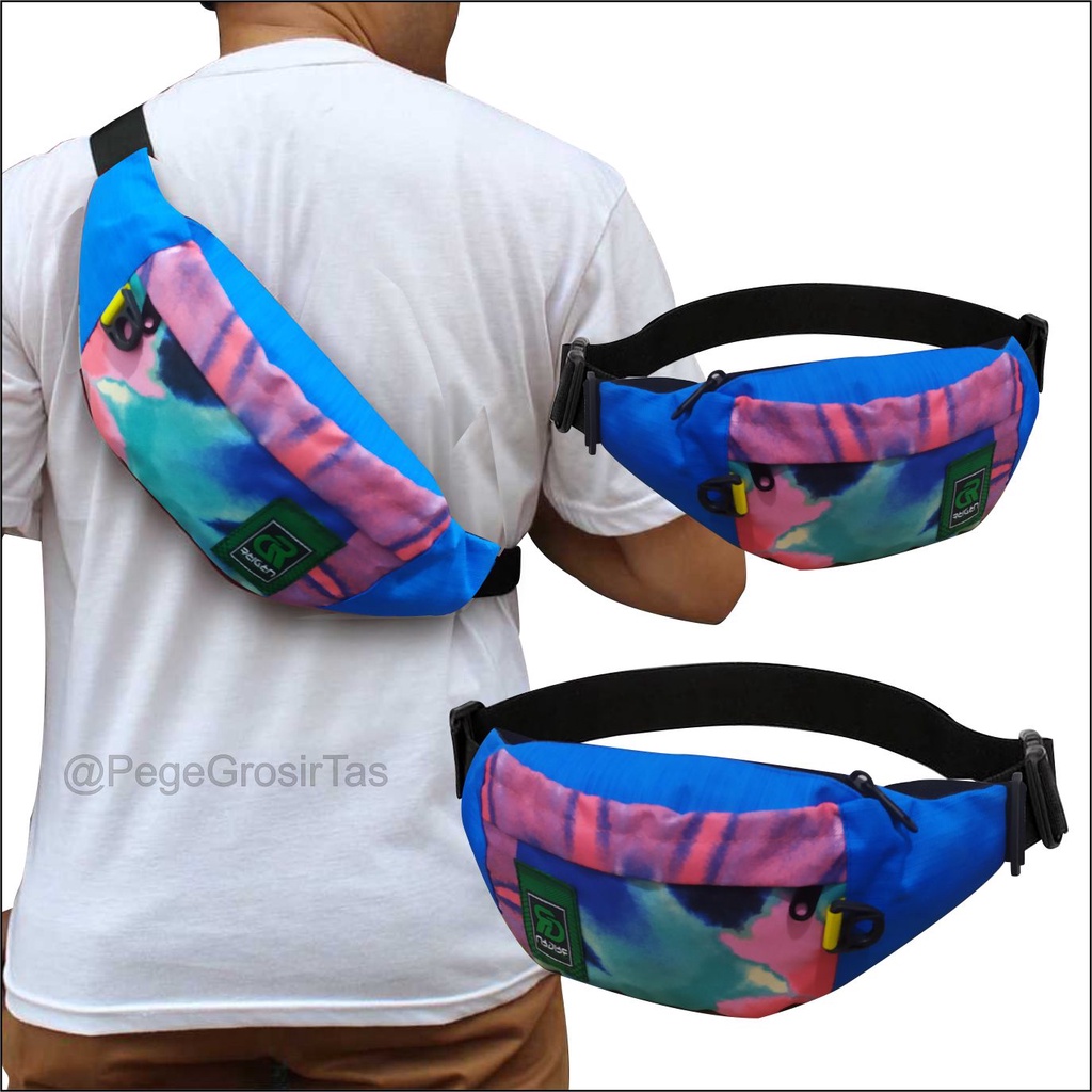 Pege 8842 - Tas Pinggang Waistbag Pria Motif Print Distro Selempang Bahu Cowok