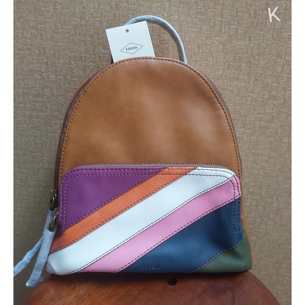Tas FossilOriginal Felicity Backpack Navy Multi Stripe New Original