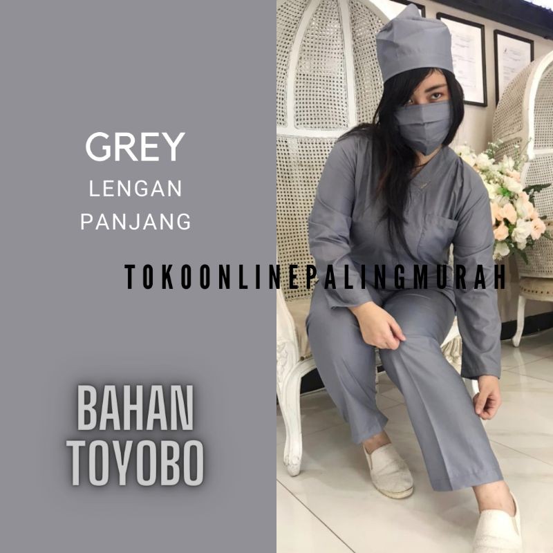 BAJU OKA BAHAN TOYOBO WARNA GREY LENGAN PANJANG