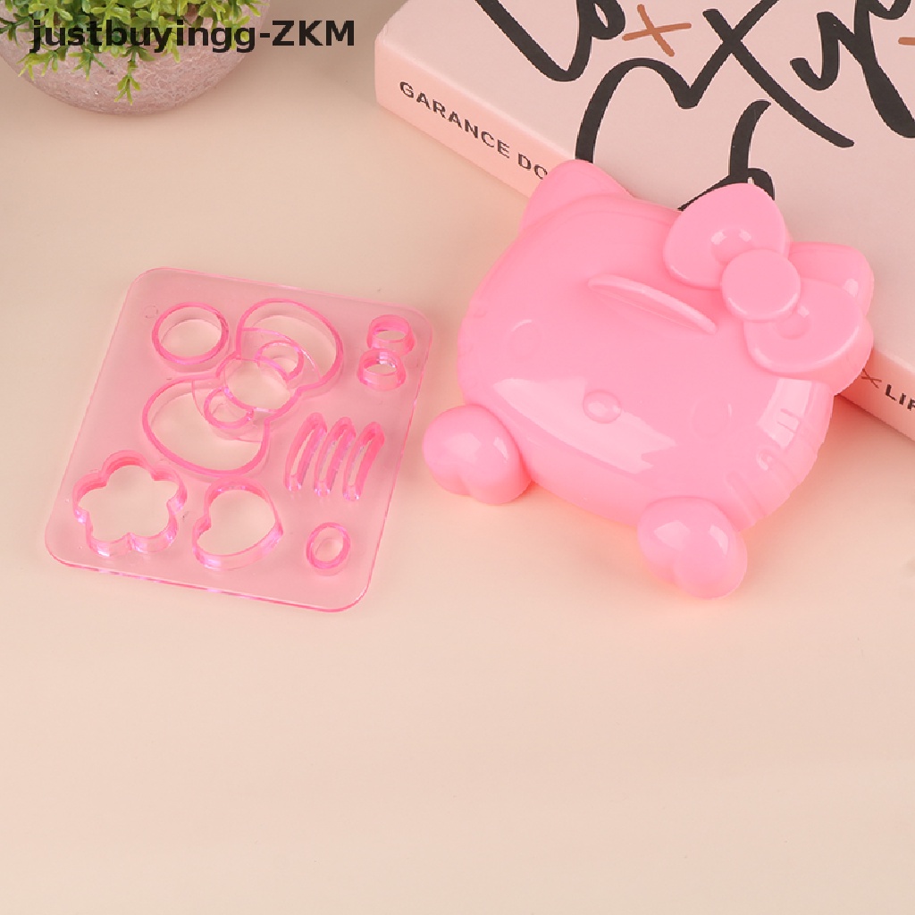 1 Set Cetakan Nasi Bentuk Kartun Hello Kitty Bahan Silikon Untuk Bento