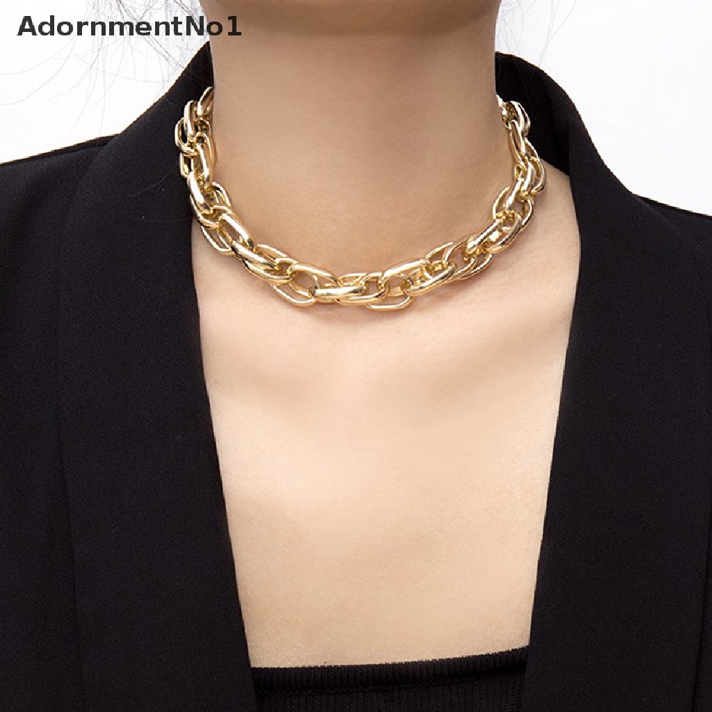 (AdornmentNo1) Kalung Choker Rantai Tebal Bahan Metal Gaya Punk Untuk Wanita