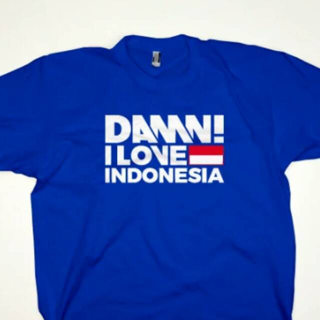 Kaos DAMN I LOVE INDONESIA tangan pendek biru bca