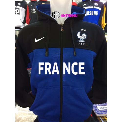 HOODIE JAKET BOLA PRANCIS HITAM BIRU