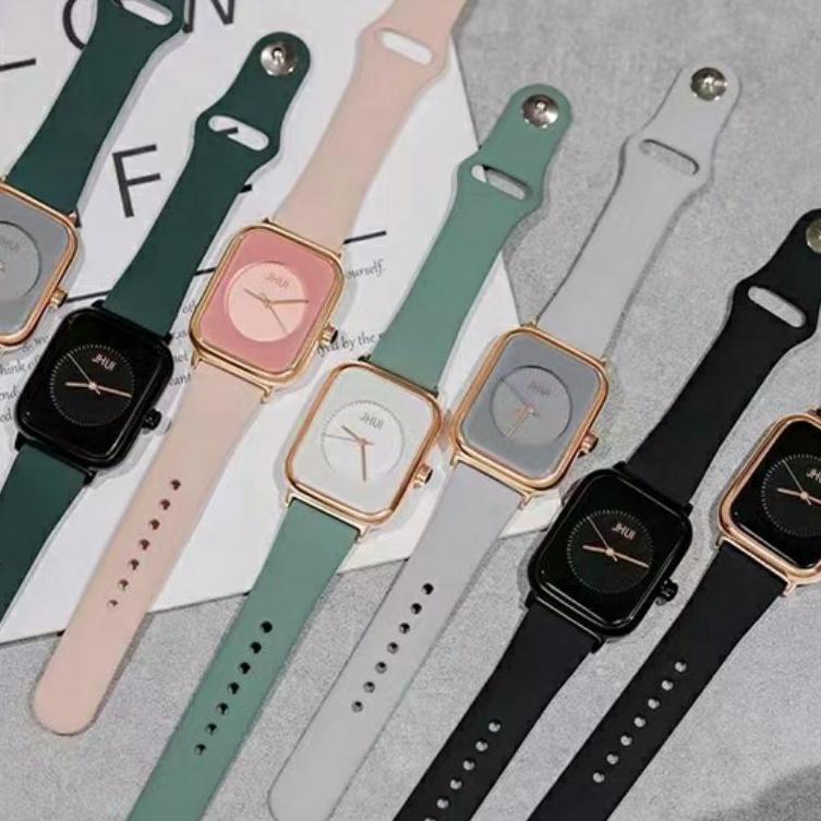 {MURMER} 0Jam Tangan Wanita Kekinian Strap Pu Dial Kotak Fashion Import
