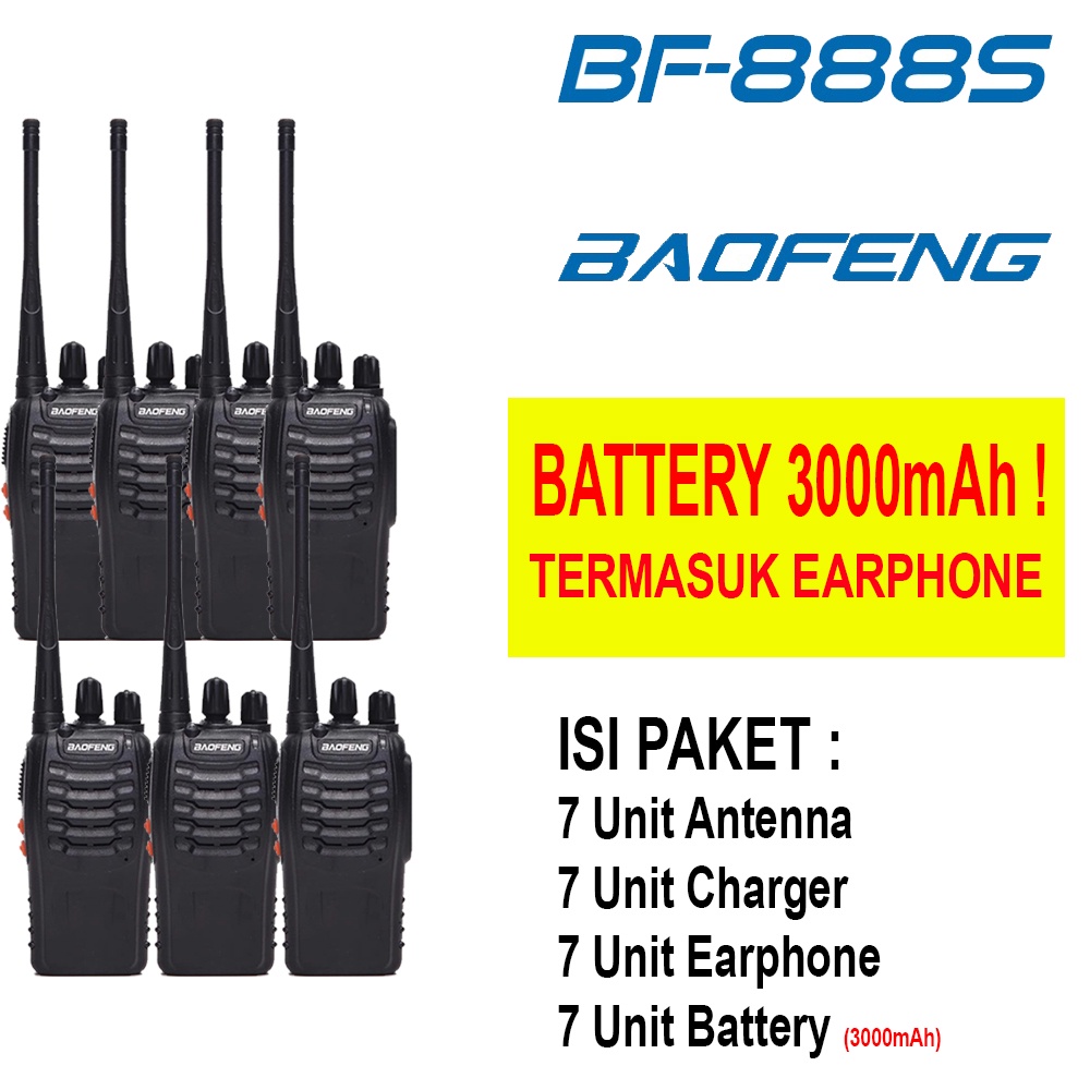 HT BF888s UHF Handy Talky Walky Talky Battery Besar UHF 400-470Mhz 7 pcs + Earset