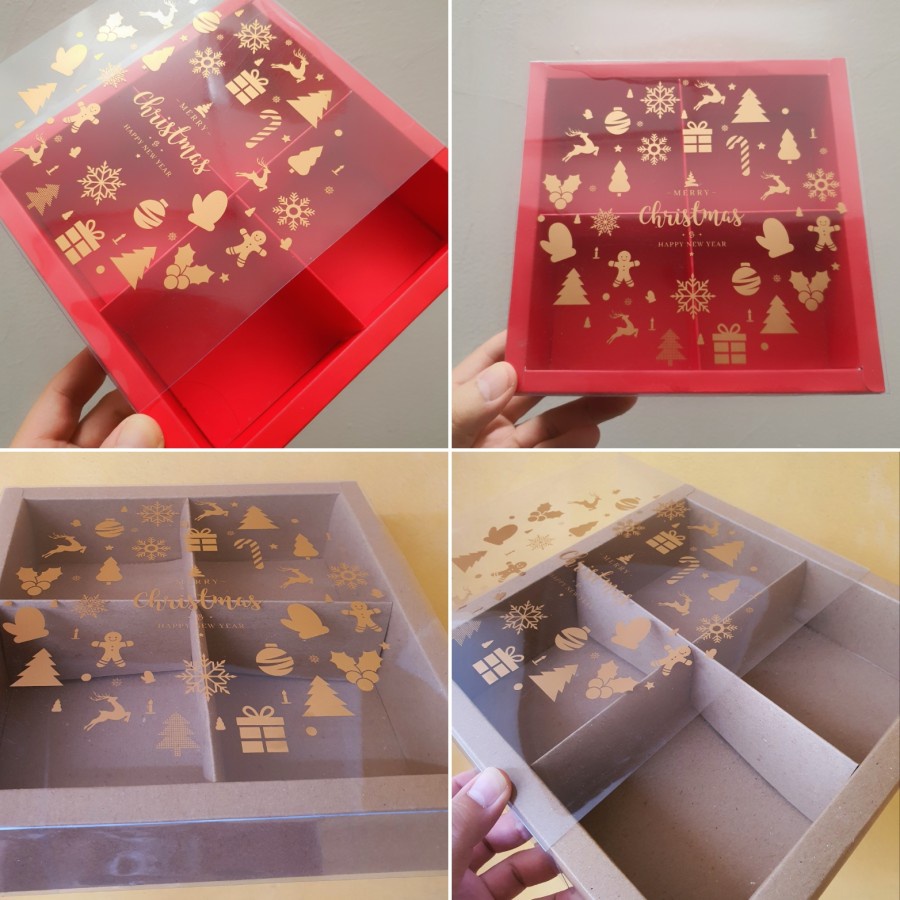 

5 pcs Kardus Mika Natal Kotak Kue Bulat Merry Christmas Box Kemasan Hampers Packaging Sekat 4