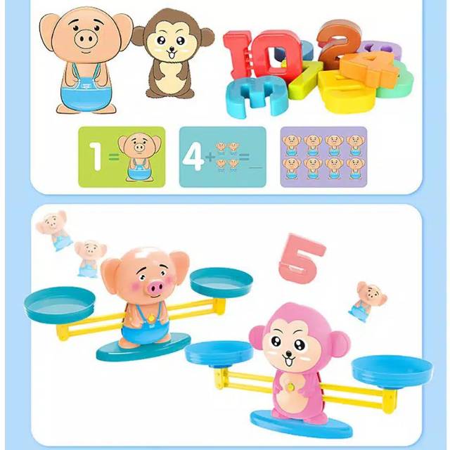 ( Mia ) MAINAN EDUKASI MONKEY BALANCE MATH TOY GAME TIMBANGAN BELAJAR MENGHITUNG UNIK / TIMBANGAN EDUKASI