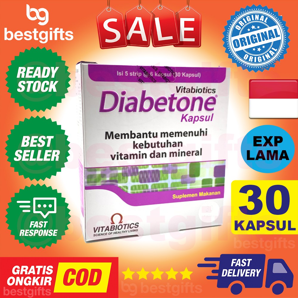 VITABIOTICS DIABETONE VITAMIN NUTRISI OBAT DIABETES INSULIN MENURUNKAN KADAR GULA DARAH 30 KAPSUL