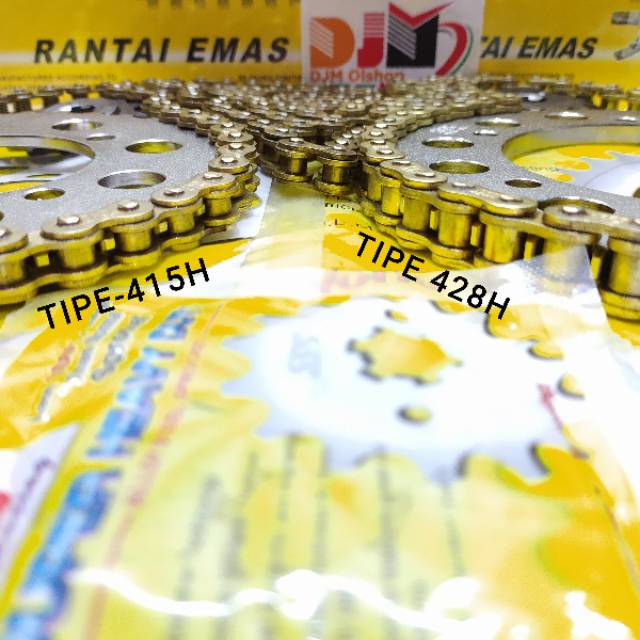 Gear Set Paket SSS Hemat Rantai Gold Emas Kawasaki Ninja R - RR Tipe 428 415